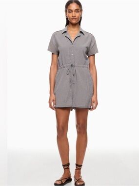 Solid & Striped Estelle Gingham Seersucker Embroidered Trim Romper Size Large